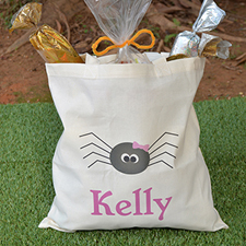 Spider Personalised Halloween Trick Or Treat Bag For Girl