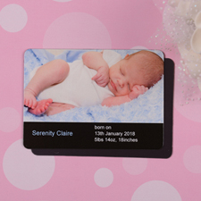 Personalised Hello Girl Black Birth Announcement Photo Magnet