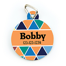 Colourful Triangle Personalised Pet Tag Round Shape