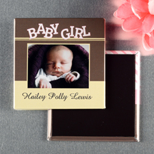 Yellow And Brown Baby Girl Personalised Photo Magnet Keepsake