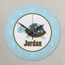 Blue Turtle Personalised Clock, Round 10.75
