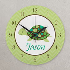 Green Turtle Personalised Clock, Round 10.75