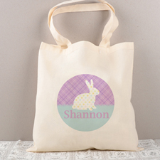 Easter Polka Bunny Personalised Tote For Kids