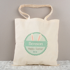 Green Bunny Ears Personalised Easter Tote For Kids
