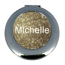 Gold Glitter Personalised Mirror For Bridesmaids, Round