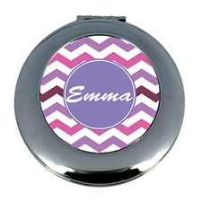 Purple Chevron Personalised Mirror For Bridesmaids, Round