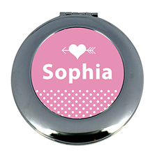 Heart & Arrow Dot Personalised Mirror For Bridesmaids, Round