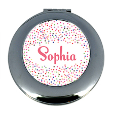 Colourful Dot Personalised Mirror For Bridesmaids, Round