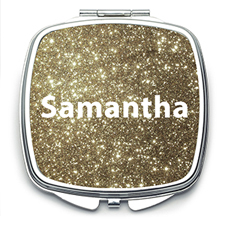 Gold Glitter Personalised Mirror For Bridesmaids, Square