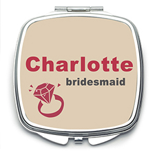 Wedding Ring Personalised Mirror For Bridesmaids, Square