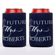Wedding Ring Future Mrs. Personalised Can Cooler, Navy