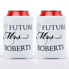 Wedding Ring Future Mrs. Personalised Can Cooler, White