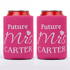 Love Future Mrs. Personalised Can Cooler, Hot Pink