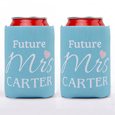 Love Future Mrs. Personalised Can Cooler, Blue