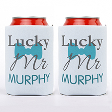 Lucky Mr. Personalised Can Cooler, White