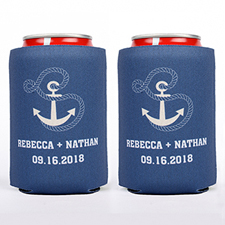 Nautical Personalised Wedding Can Cooler