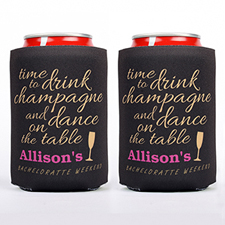 Time To Drink Champagne Personalised Bachelorette Can Cooler