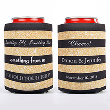 Black And Gold Glitter Personalised Can Cooler