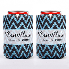 Glitter Chevron Personalised Wedding Can Cooler