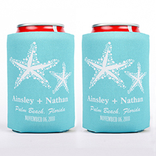 Starfish Personalised Wedding Can Cooler