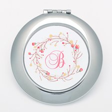 Monogrammedmed Floral Personalised Round Compact Mirror
