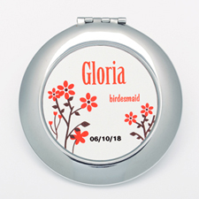 Bouquet Personalised Round Compact Mirror