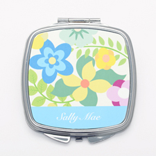Floral Garden Personalised Square Compact Mirror