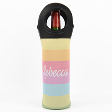 Rainbow Stripe Personalised Neoprene Wine Tote Bag