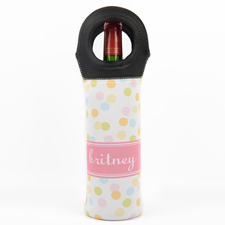 Polka Dot Personalised Neoprene Wine Tote Bag