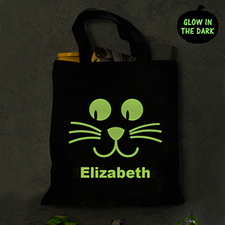 Cat Personalised Halloween Glow In The Dark Treat Bag