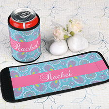 Turquoise Pattern Personalised Can And Bottle Wrap