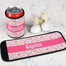 Hot Pink Pattern Personalised Can And Bottle Wrap