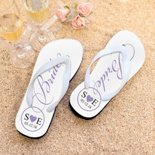 Purple Bride Personalised Wedding Flip Flops, Women Medium