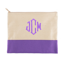 Personalised Embroidered 3 Initials Purple Zip Case