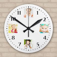 Four Collage Personalised Large Round Clock, 10.75