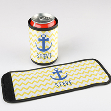 Anchor Yellow Chevron Personalised Can And Bottle Wrap