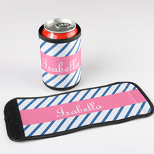Navy Stripe Personalised Can And Bottle Wrap