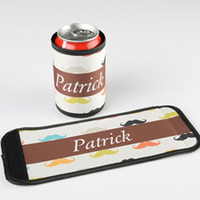 Mustache Personalised Can And Bottle Wrap