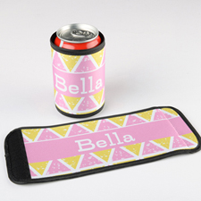 Yellow Pink Triangle Personalised Can And Bottle Wrap