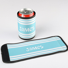 Aqua Stripe Personalised Can And Bottle Wrap