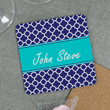 Navy Clover Personalised Cork Coaster