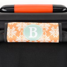 Orange Damask Personalised Luggage Handle Wrap