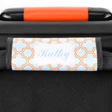 Aqua Orange Quatrefoil Personalised Luggage Handle Wrap