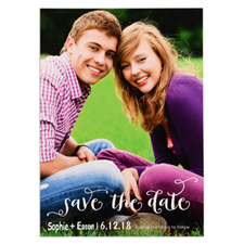 White Script Personalised Portrait Photo Save The Date Card