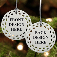 Custom Front And Back Full Colour Ceramic Round Filigree Ornament
