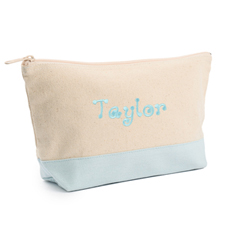 2-Tone Blue Embroidered Cosmetic Bag