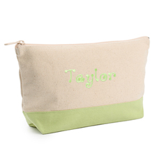 2-Tone Lime Green Embroidered Cosmetic Bag