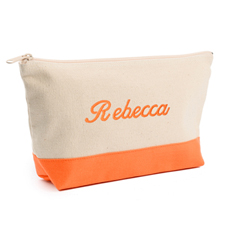 2-Tone Orange Embroidered Cosmetic Bag