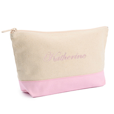 2-Tone Pink Embroidered Cosmetic Bag
