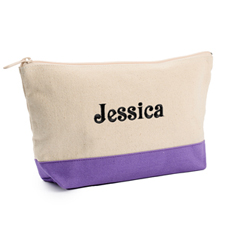 2-Tone Purple Embroidered Cosmetic Bag